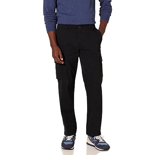 Amazon Essentials Herren Gerade geschnittene Stretch-Cargohose (erhältlich in Big & Tall), Schwarz, 29W / 29L von Amazon Essentials