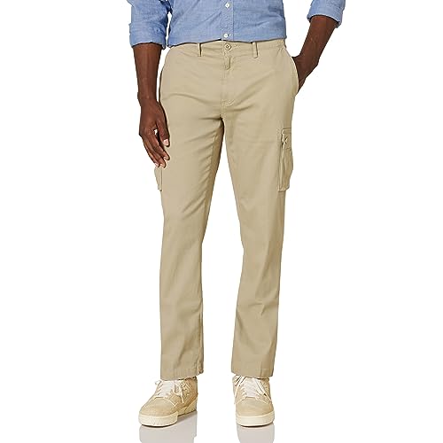 Amazon Essentials Herren Gerade geschnittene Stretch-Cargohose (erhältlich in Big & Tall), Khakibraun, 34W / 30L von Amazon Essentials