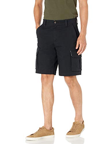 Amazon Essentials Herren Cargoshorts aus leichtem Ripstop-Stretch, 25cm, Schwarz, 36W von Amazon Essentials