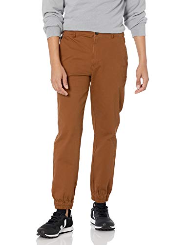 Amazon Essentials Herren Chino-Jogginghose Mit Geradem Schnitt, Dunkles Khakibraun, XXL von Amazon Essentials