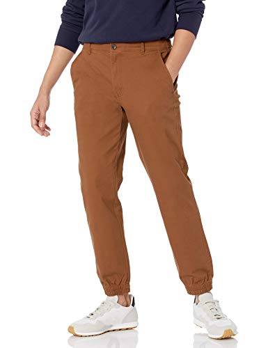 Amazon Essentials Herren Chino-Jogginghose mit schmaler Passform, Dunkles Khakibraun, S von Amazon Essentials