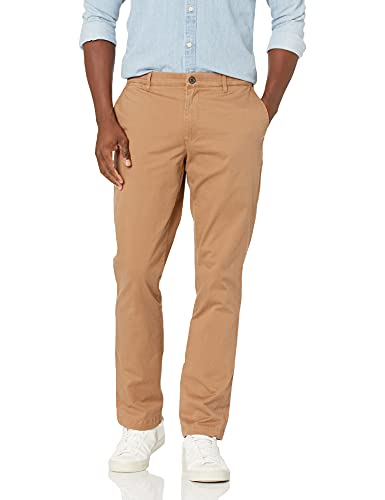 Amazon Essentials Herren Chinohose, Komfortabler, Gewaschener Stretch, Sportlich Geschnitten (Früher Goodthreads), Khakibraun, 38W / 32L von Amazon Essentials