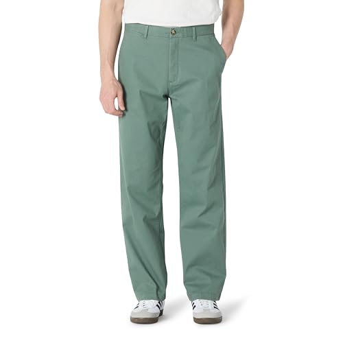 Amazon Essentials Herren Chinohose Aus Baumwolle Mit Lockerer Passform, Dunkles Salbeigrün, 36W / 32L von Amazon Essentials