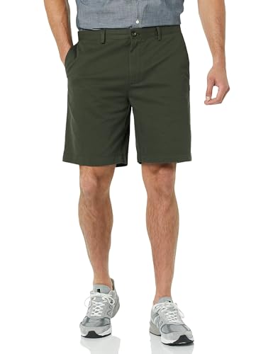 Amazon Essentials Herren Chinoshorts, 23 cm, Schlanker Schnitt, Dunkles Olivgrün, 31W von Amazon Essentials