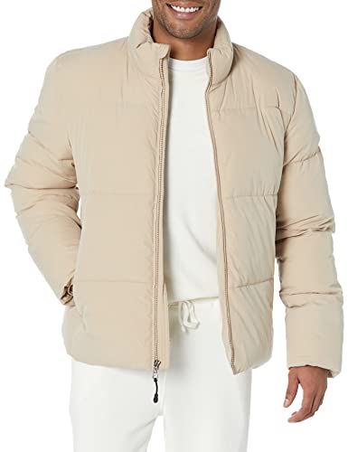 Amazon Essentials Herren Daunenjacke mit Stehkragen (in Übergrößen erhältlich), Bräunen, 4XL Große Größen Tall von Amazon Essentials