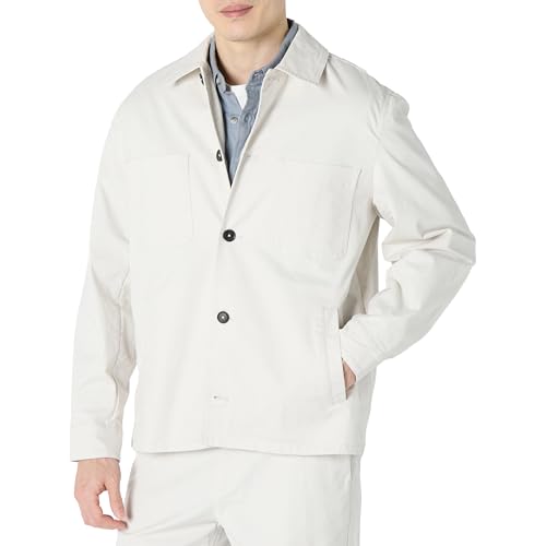 Amazon Essentials Herren Einsatzjacke Aus Stretchbaumwolle In Lockerer Passform, Stone, L von Amazon Essentials