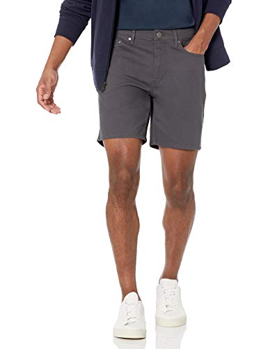 Amazon Essentials Herren Elastische 5-Taschen-Shorts in schmaler Passform mit 18 cm Schrittlänge, Kohlegrau, 33W von Amazon Essentials