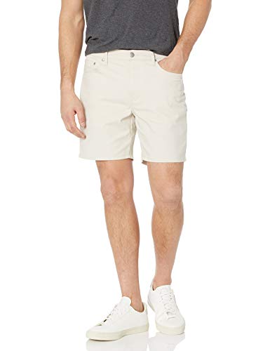 Amazon Essentials Herren Elastische 5-Taschen-Shorts in schmaler Passform mit 18 cm Schrittlänge, Stone, 33W von Amazon Essentials