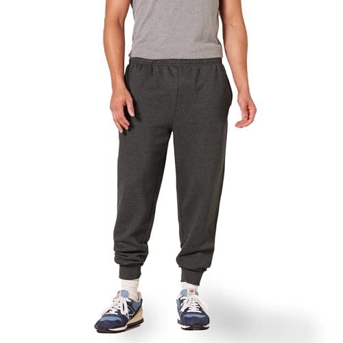 Amazon Essentials Herren Entspannte Jogginghose, Fleece, Bequeme Passform, Dunkelgrau, L von Amazon Essentials