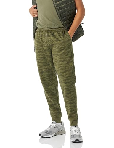 Amazon Essentials Herren Entspannte Jogginghose, Fleece, Bequeme Passform, Olivgrün Tarnmuster, L von Amazon Essentials