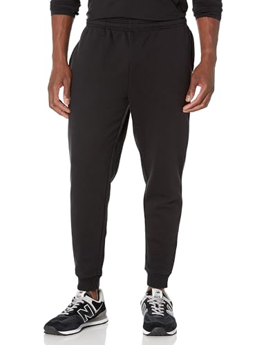 Amazon Essentials Herren Entspannte Jogginghose, Fleece, Bequeme Passform, Schwarz, L von Amazon Essentials