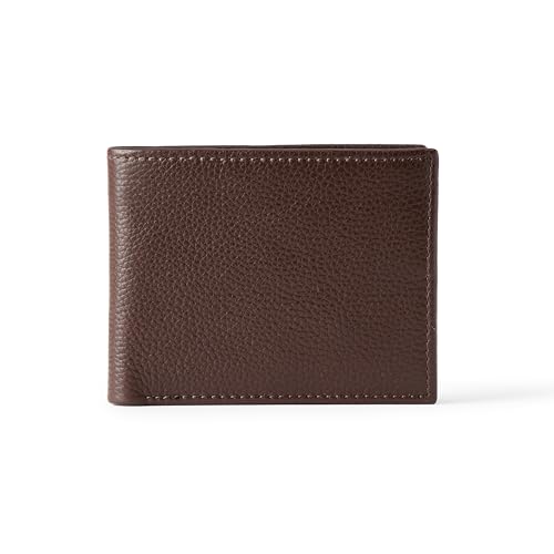 Amazon Essentials Herren Faltbrieftasche Aus Gekörntes Vollnarbenleder, Dunkelbraun, Einheitsgröße von Amazon Essentials