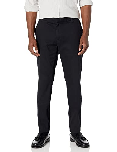 Amazon Essentials Herren Faltenresistente Stretch-Chinohose mit schmaler Passform und Flacher Vorderseite, Schwarz, 35W / 30L von Amazon Essentials