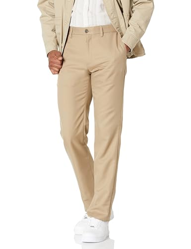 Amazon Essentials Herren Flatfront-Anzughose in schmaler Passform, Khakibraun, 36W / 33L von Amazon Essentials