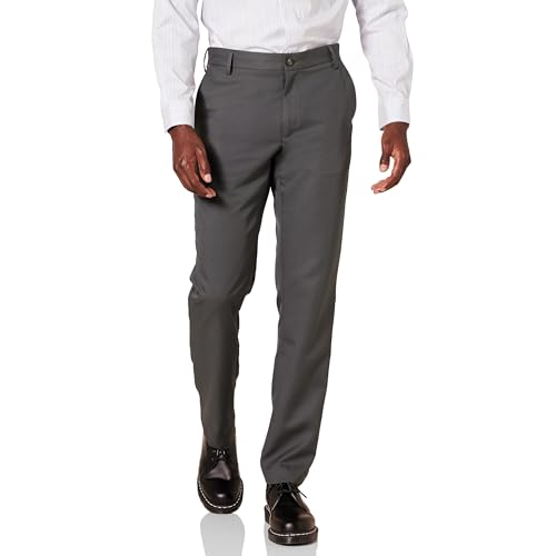 Amazon Essentials Herren Flatfront-Anzughose in schmaler Passform, Kohlegrau, 35W / 29L von Amazon Essentials