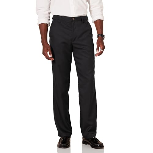 Amazon Essentials Herren Flatfront-Anzughose mit elastischem Bund in klassischer Passform, Schwarz, 38W / 30L von Amazon Essentials