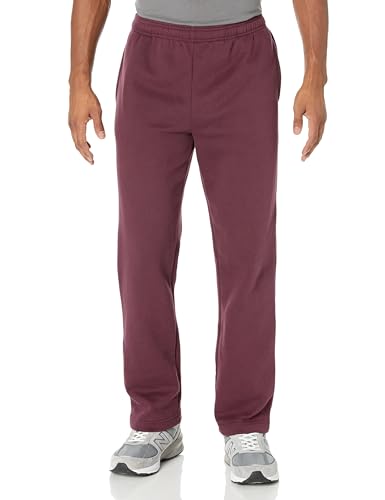Amazon Essentials Herren Fleece-Jogginghose mit offenem Saum (erhältlich in Übergrößen), Burgunderrot, XS von Amazon Essentials