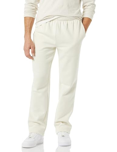 Amazon Essentials Herren Fleece-Jogginghose mit offenem Saum (erhältlich in Übergrößen), Gebrochenes Weiß, M von Amazon Essentials