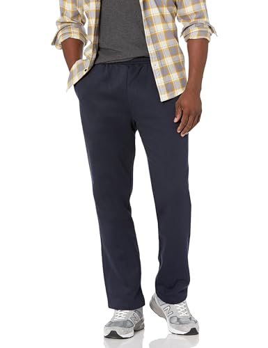 Amazon Essentials Herren Fleece-Jogginghose mit offenem Saum (erhältlich in Übergrößen), Marineblau, 5XL Große Größen von Amazon Essentials