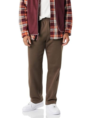 Amazon Essentials Herren Fleece-Jogginghose mit offenem Saum (erhältlich in Übergrößen), Mittel Braun, L von Amazon Essentials