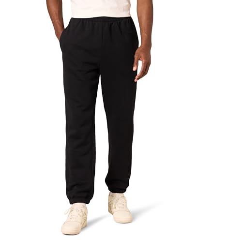 Amazon Essentials Herren Fleece-Jogginghose mit Beinbündchen (erhältlich in Big & Tall), Schwarz, L von Amazon Essentials