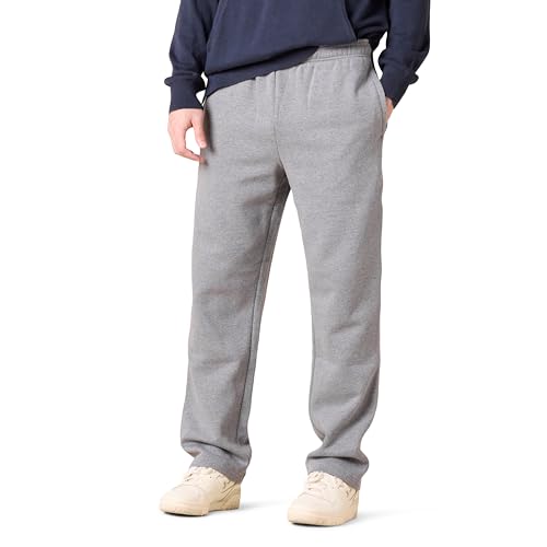 Amazon Essentials Herren Fleece-Jogginghose mit offenem Saum (erhältlich in Übergrößen), Hellgrau Meliert, 5XL Große Größen von Amazon Essentials