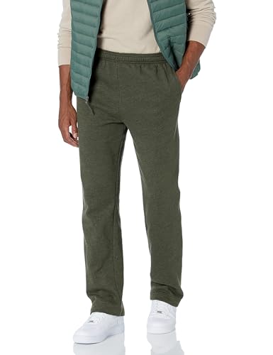Amazon Essentials Herren Fleece-Jogginghose mit offenem Saum (erhältlich in Übergrößen), Olivenheide, L von Amazon Essentials
