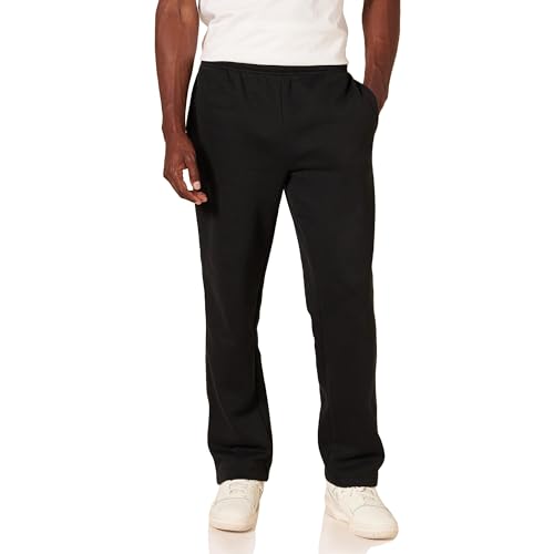 Amazon Essentials Herren Fleece-Jogginghose mit offenem Saum (erhältlich in Übergrößen), Schwarz, XXL Große Größen von Amazon Essentials