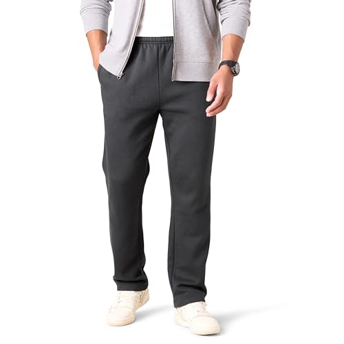Amazon Essentials Herren Fleece-Jogginghose mit offenem Saum (erhältlich in Übergrößen), Verwaschenes Schwarz, S von Amazon Essentials
