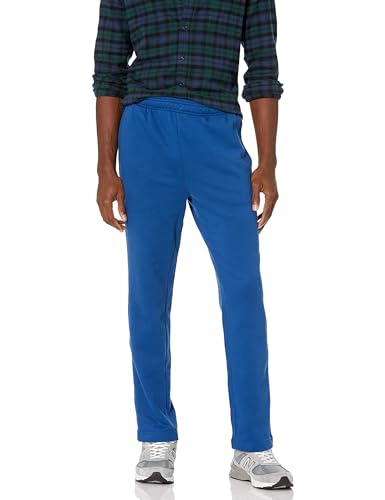 Amazon Essentials Herren Fleece-Jogginghose mit offenem Saum (erhältlich in Übergrößen), Blau, XL von Amazon Essentials