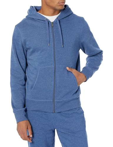 Amazon Essentials Herren Fleece-Kapuzenpulli mit durchgehendem Reißverschluss (erhältlich in den Größen Big & Tall), Blau Heide, M von Amazon Essentials
