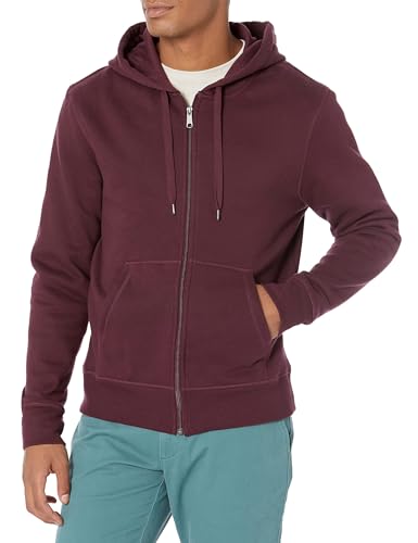 Amazon Essentials Herren Fleece-Kapuzenpulli mit durchgehendem Reißverschluss (erhältlich in den Größen Big & Tall), Burgunderrot, L von Amazon Essentials