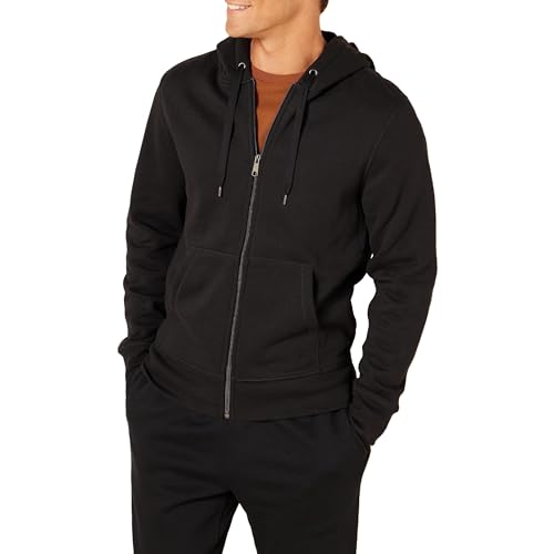 Amazon Essentials Herren Fleece-Kapuzenpulli mit durchgehendem Reißverschluss (erhältlich in den Größen Big & Tall), Schwarz, L von Amazon Essentials