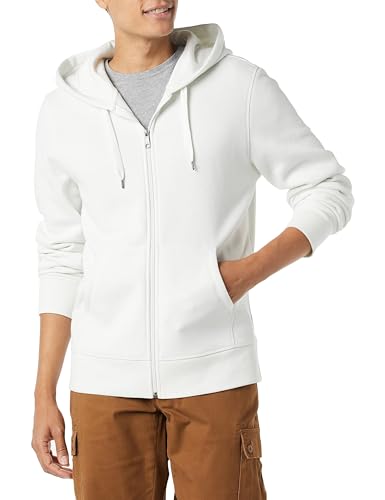 Amazon Essentials Herren Fleece-Kapuzenpulli mit durchgehendem Reißverschluss (erhältlich in den Größen Big & Tall), Weiß, L von Amazon Essentials