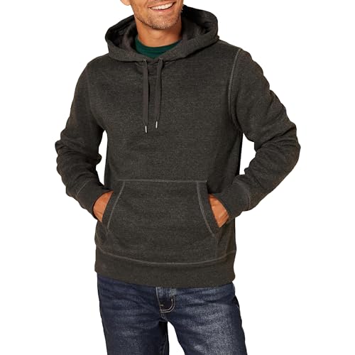 Amazon Essentials Herren Fleece-Sweatshirt mit Kapuze (erhältlich in Big & Tall), Dunkelgrau Meliert, XS von Amazon Essentials