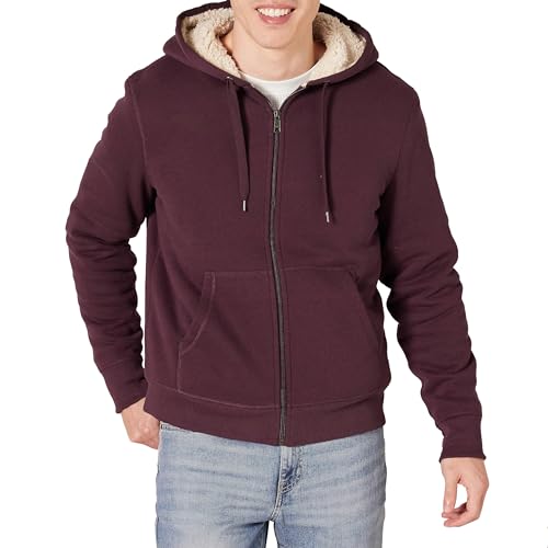 Amazon Essentials Herren Fleece-Sweatshirt mit Kapuze und Sherpa-Futter, Burgunderrot, M von Amazon Essentials