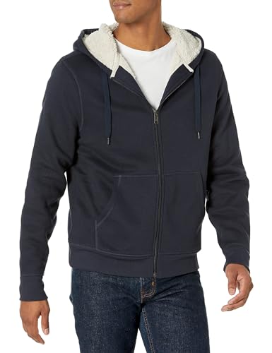 Amazon Essentials Herren Fleece-Sweatshirt mit Kapuze und Sherpa-Futter, Marineblau, S von Amazon Essentials