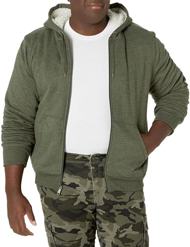 Amazon Essentials Herren Fleece-Sweatshirt mit Kapuze und Sherpa-Futter, Olivgrün, M von Amazon Essentials