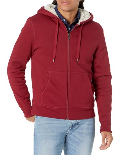 Amazon Essentials Herren Fleece-Sweatshirt mit Kapuze und Sherpa-Futter, Rot, XL von Amazon Essentials