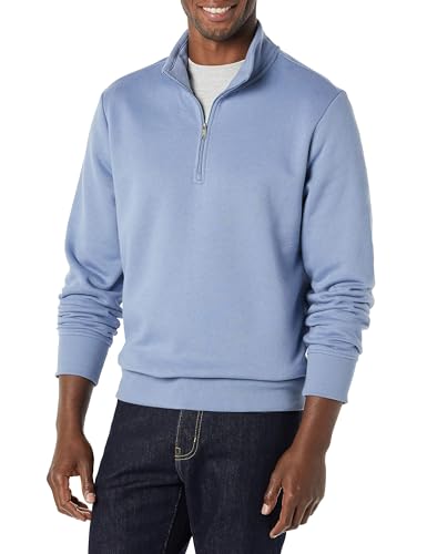Amazon Essentials Herren Langärmliges Fleece-Sweatshirt Mit Viertelreißverschluss, Blau, XXL von Amazon Essentials