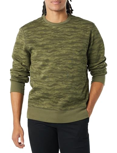 Amazon Essentials Herren Fleece-Sweatshirt mit Rundhalsausschnitt (erhältlich in Big & Tall), Grün Abstrakte Tarnung, XXL von Amazon Essentials