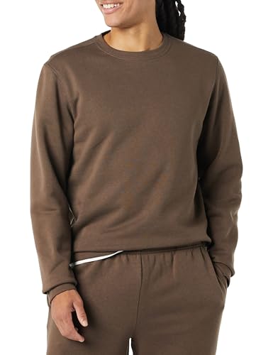 Amazon Essentials Herren Fleece-Sweatshirt mit Rundhalsausschnitt (erhältlich in Big & Tall), Mittel Braun, S von Amazon Essentials