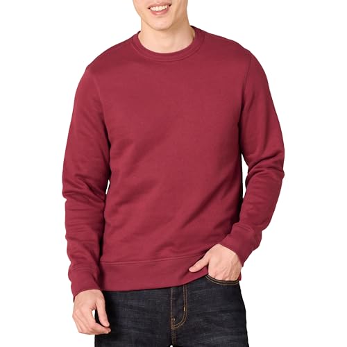 Amazon Essentials Herren Fleece-Sweatshirt mit Rundhalsausschnitt (erhältlich in Big & Tall), Rot, L von Amazon Essentials