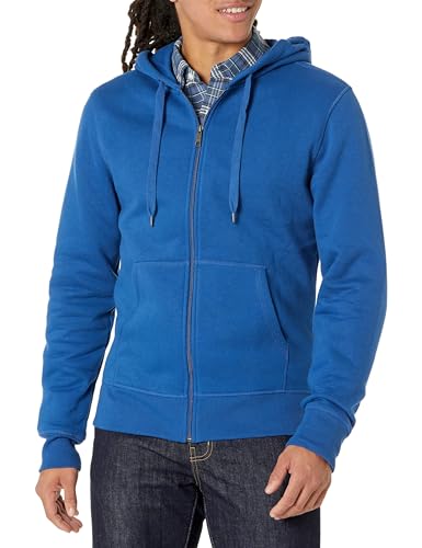 Amazon Essentials Herren Fleece-Sweatshirt mit durchgehendem Reißverschluss und Kapuze (erhältlich in Big & Tall), Blau, XS von Amazon Essentials