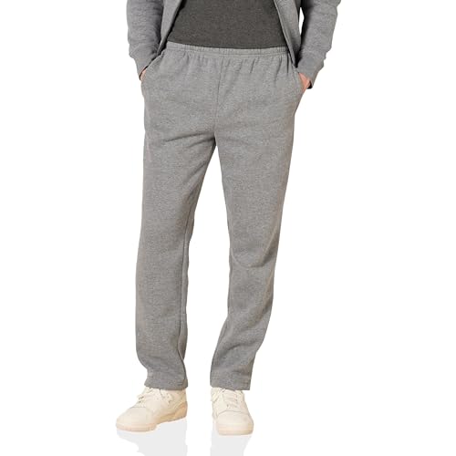 Amazon Essentials Herren Fleece-Jogginghose mit offenem Saum (erhältlich in Übergrößen), Hellgrau Meliert, XL von Amazon Essentials