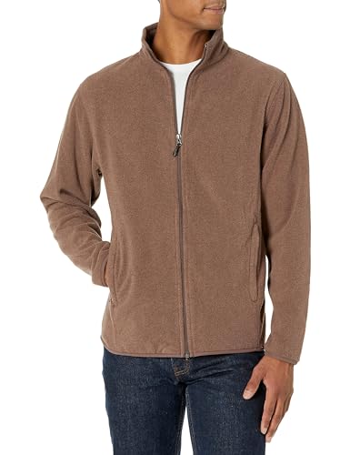 Amazon Essentials Herren Fleecejacke mit durchgehendem Reißverschluss (in Big und Tall erhältlich), Braunheide, L von Amazon Essentials