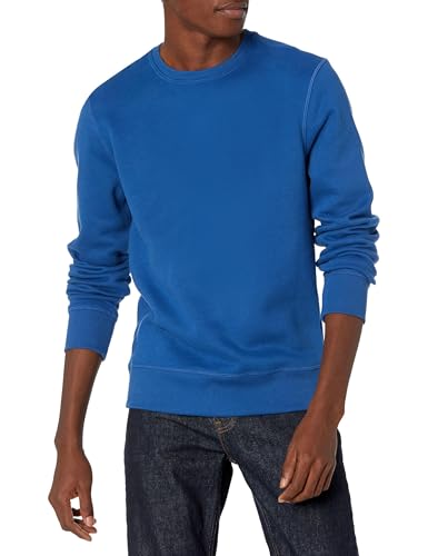 Amazon Essentials Herren Fleece-Sweatshirt mit Rundhalsausschnitt (erhältlich in Big & Tall), Blau Heide, XS von Amazon Essentials