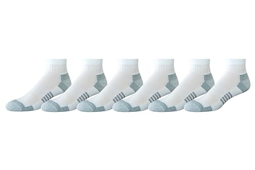 Amazon Essentials Herren Funktions-Knöchelsportsocken aus Baumwolle, Gepolstert, 6 Paar, Weiß, 46-48.5 von Amazon Essentials
