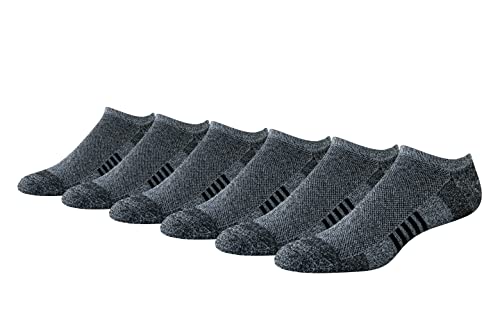 Amazon Essentials Herren Funktions-Sneaker-Sportsocken aus Baumwolle, Gepolstert, 6 Paar, Schwarz/Weiß Meliert, 46-48.5 von Amazon Essentials