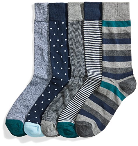 Amazon Essentials Herren Gemusterte Socken (Früher Goodthreads), 5 Paar, Grün, Einheitsgröße von Amazon Essentials